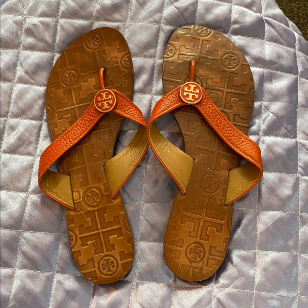 Tory Burch Orange Thora sandals Preowned size 7